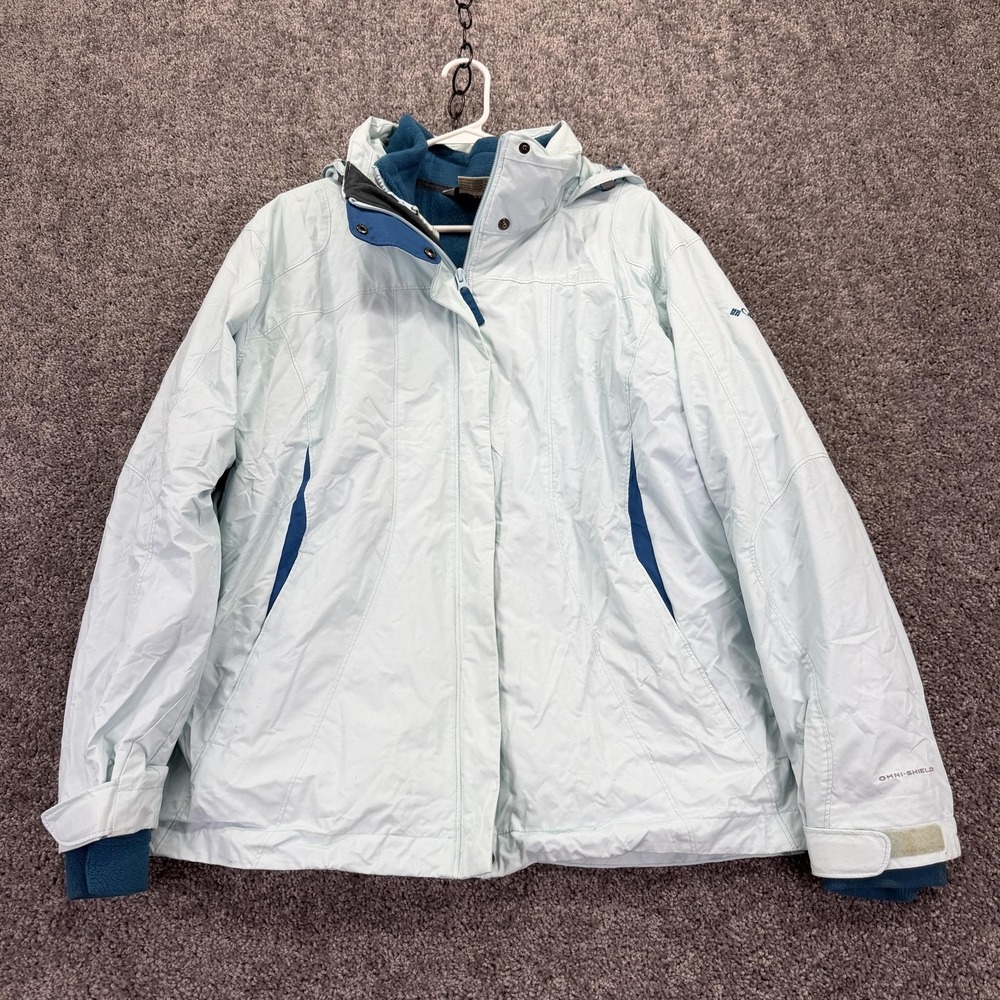 Columbia Jacket Womens 2X Blue Interchange 3-in-1 Hooded Omni-Shield Ski Winter